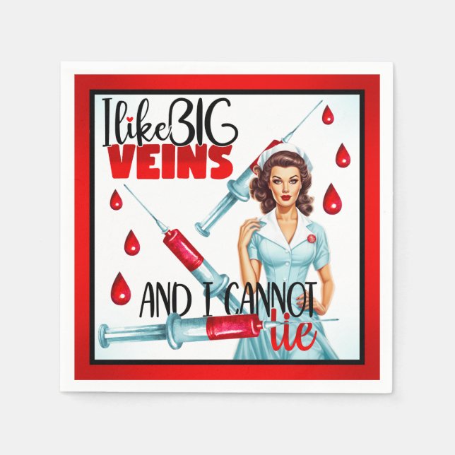 Niedliche Nostalgie-Krankenschwester Pinup in der  Serviette (Vorderseite)