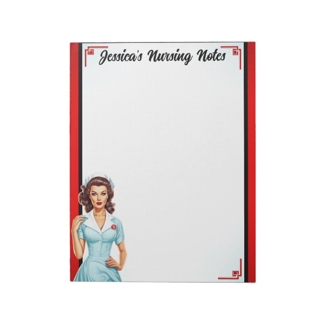 Niedliche Nostalgie Nurse Pinup_ Ich mag große Ven Notizblock (Rotiert)