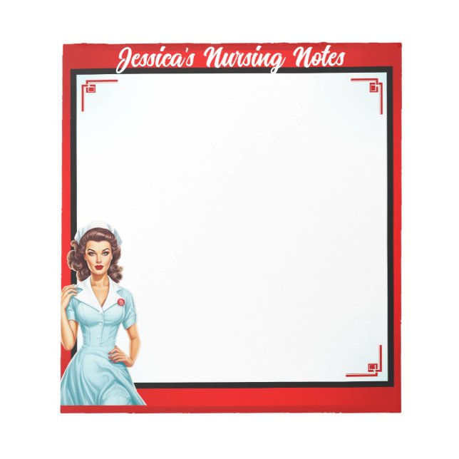 Niedliche Nostalgie Nurse Pinup_ Ich mag große Ven Notizblock (Vorderseite)