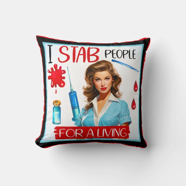 Niedliche Nostalgie Pinup für ein Leben Kissen (Vorderseite)