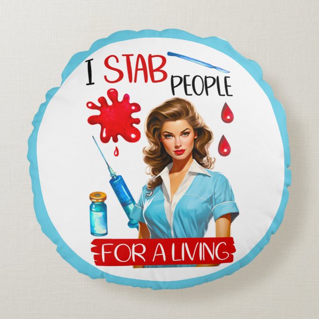 Niedliche Nostalgie Pinup für ein Leben Rundes Kissen (Vorderseite)