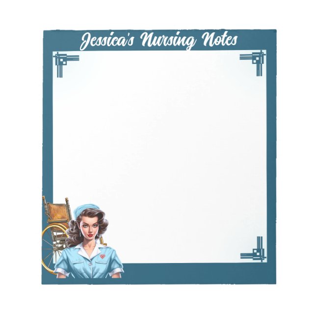 Niedliche Nostalgie Pinup Nurse Notizblock (Vorderseite)