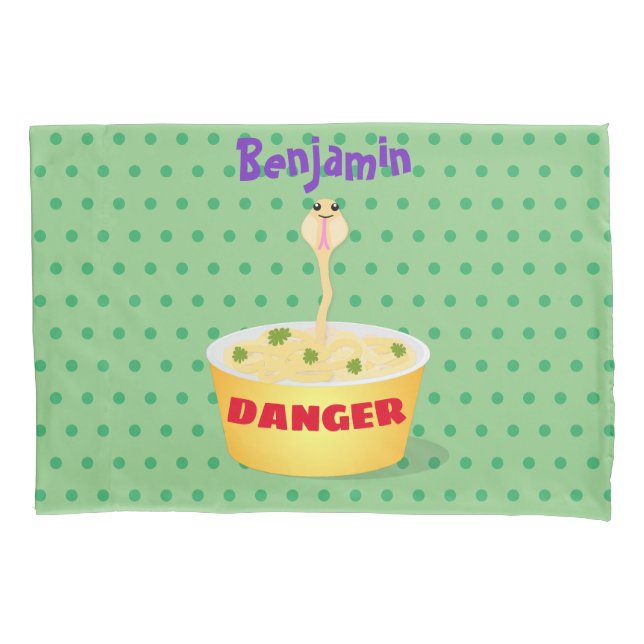 Niedliche Nudeln Schlange Cartoon Illustration Spa Kissenbezug (Vorderseite)