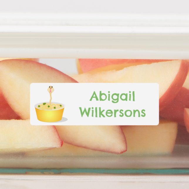 Niedliche Nudeln Schlange Cartoon personalisiert Etiketten (Befestigt)