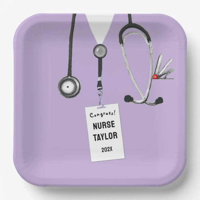 Niedliche Nurse Grad Party Teller (Vorderseite)