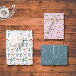 Niedliche Nutcrackers Urlaubssaison Muster Geschenkpapier Set