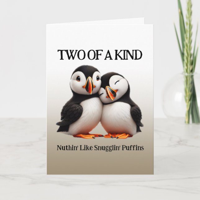 Niedliche Nuthin' like Snugglin' Puffins Dankeskarte (Vorderseite)