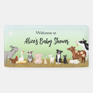 Niedliche Nutztiere Baby Dusche Vinyl Begrüßungsba Banner
