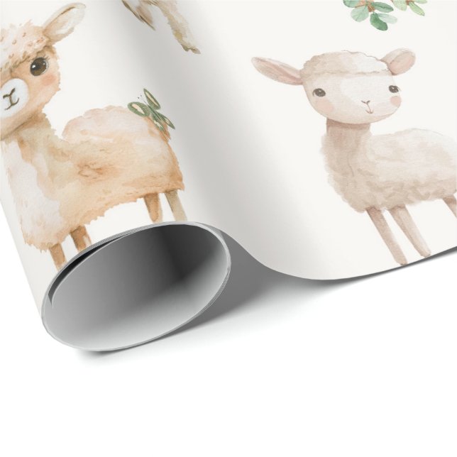 Niedliche Nutztiere Geschenkpapier (Rolleneckpunkt)