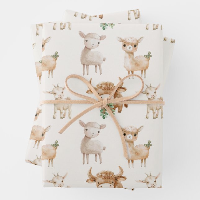 Niedliche Nutztiere Geschenkpapier Set (Beispiel)