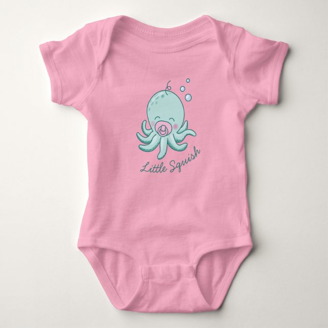 Niedliche Octopus Baby Dusche Kawaii Pink Girl Baby Strampler (Vorderseite)