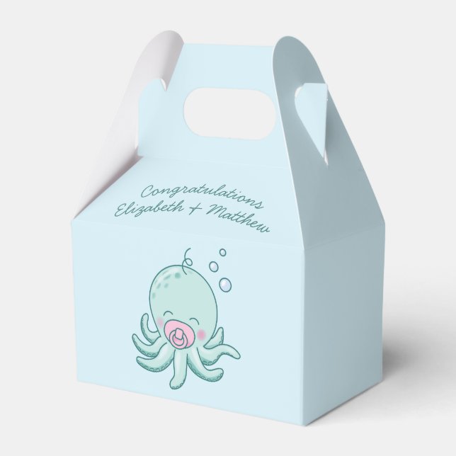 Niedliche Octopus Baby Dusche Kawaii Pink Girl Geschenkschachtel (Vorderseite)
