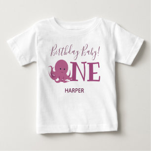 Niedliche Octopus ein Name erster Geburtstag Baby  Baby T-shirt