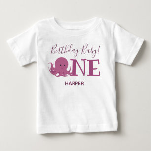 Niedliche Octopus ein Name erster Geburtstag Baby  T-shirt