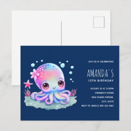 Niedliche Octopus Sea Creature Einladung zum Gebur Postkarte