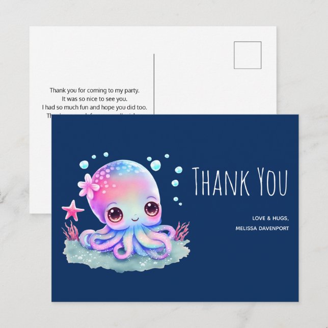 Niedliche Octopus Sea Kreation Vielen Dank Postkarte (Vorne/Hinten)
