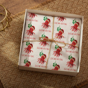 Niedliche Octopus Seas and Greetings Mistletoe Seidenpapier