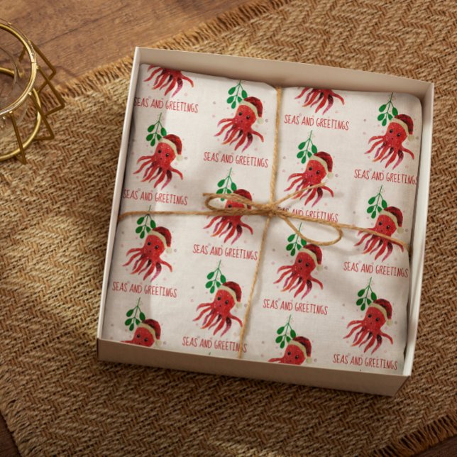 Niedliche Octopus Seas and Greetings Mistletoe Seidenpapier (Von Creator hochgeladen)