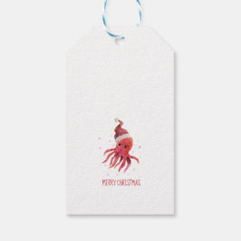 Niedliche Octopus Seen und Grüße Weihnachtsmannmüt Geschenkanhänger