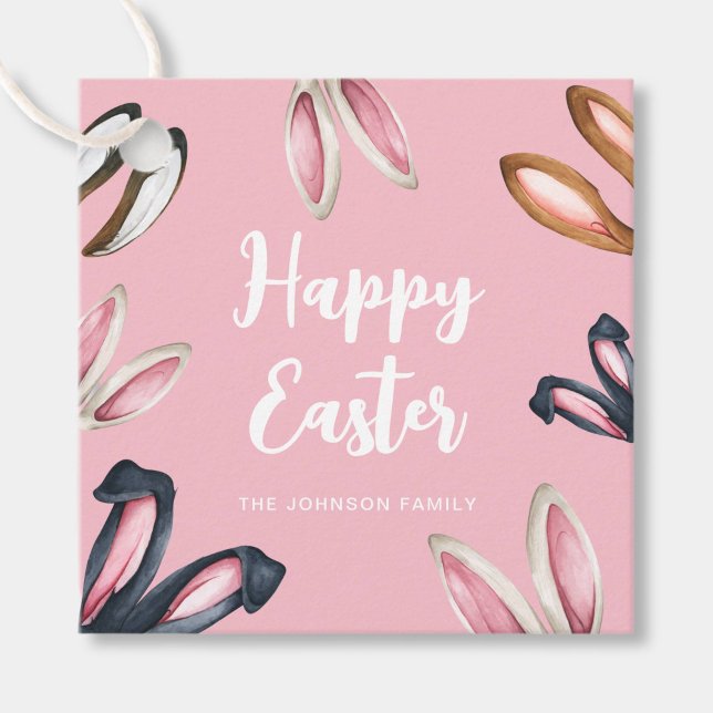Niedliche Ohren glücklich Ostern Geschenkanhänger (Cute Bunny Ears Happy Easter Favor Tags)