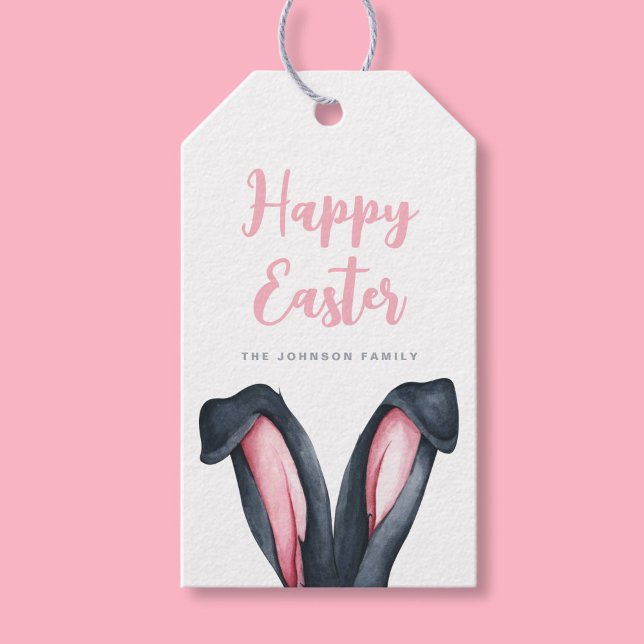 Niedliche Ohren glücklich Ostern Geschenkanhänger (Cute Bunny Ears Happy Easter Gift Tags)