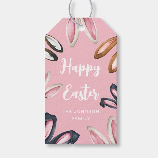 Niedliche Ohren glücklich Ostern Geschenkanhänger (Cute Bunny Ears Happy Easter Gift Tags)