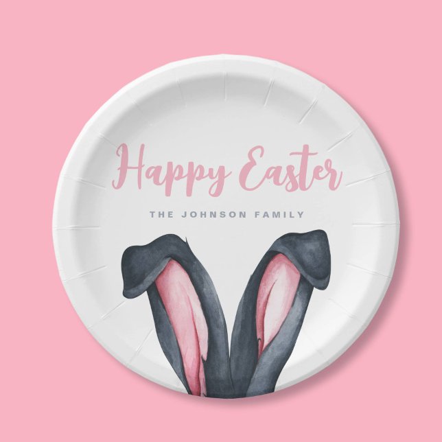 Niedliche Ohren glücklich Ostern Pappteller (Cute Bunny Ears Happy Easter Paper Plates)