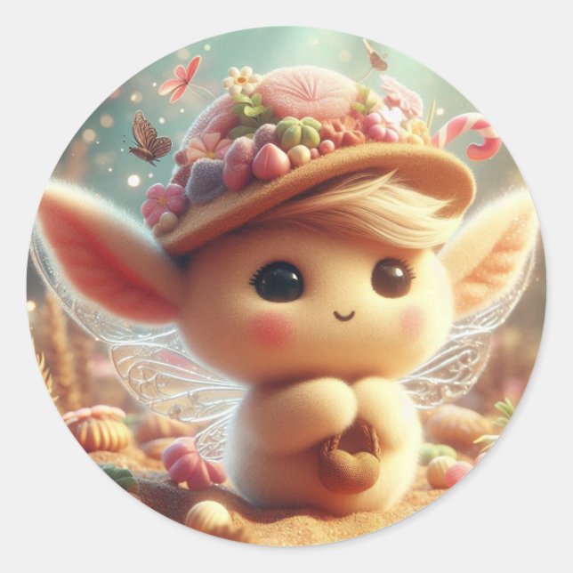 Niedliche Ohrenkreatur Runder Aufkleber (Vorderseite)