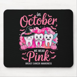 Niedliche Oktoberzähne Wir tragen eine rosa Brustk Mousepad