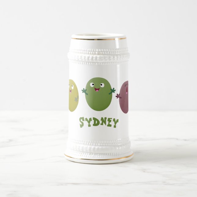 Niedliche Oliven singen Cartoon Bierglas (Mittel)