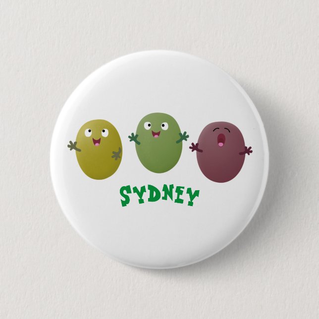 Niedliche Oliven singen Cartoon Button (Vorderseite)