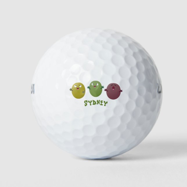 Niedliche Oliven singen Cartoon Golfball (Vorderseite)