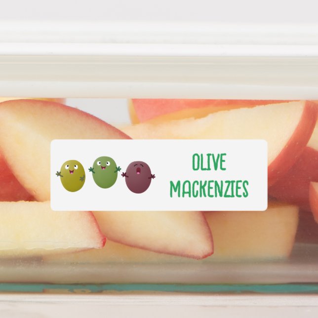 Niedliche Oliven singen Cartoon personalisiert Etiketten (Befestigt)