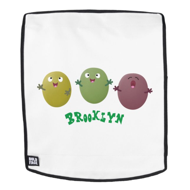 Niedliche Oliven singen Cartoon Rucksack (Abnehmbare Front)