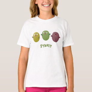 Niedliche Oliven singen Cartoon T-Shirt