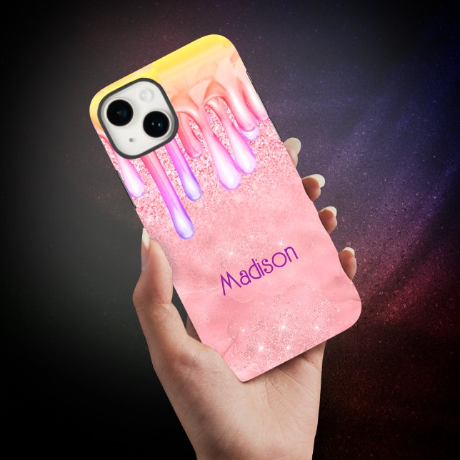 Niedliche ombre Rose Gold Imitate Glitzer Tropfen  Case-Mate iPhone Hülle (Von Creator hochgeladen)