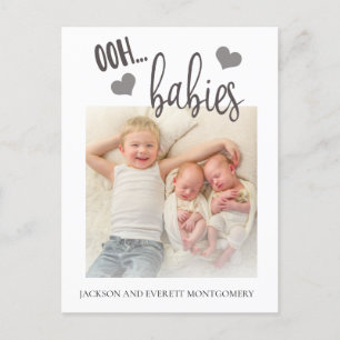 Niedliche Ooh Babies Zwillingsgeburt des Fotos Ank Ankündigungspostkarte