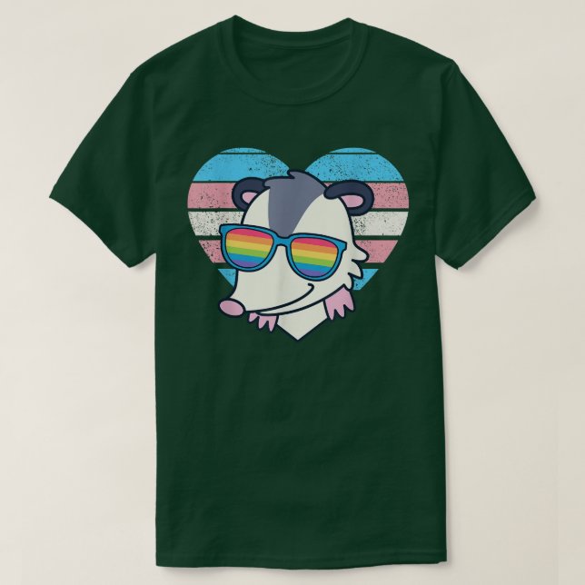 Niedliche Opossum Pride Trans Flag Regenbogen Sonn T-Shirt (Design vorne)