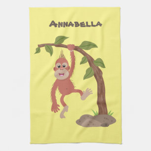 Niedliche Orang-Utan-Cartoon-Illustration Geschirrtuch