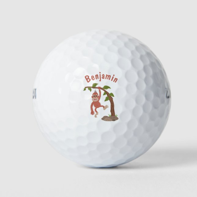 Niedliche Orang-Utan-Cartoon-Illustration Golfball (Vorderseite)