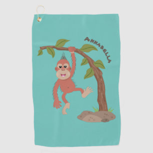 Niedliche Orang-Utan-Cartoon-Illustration Golfhandtuch
