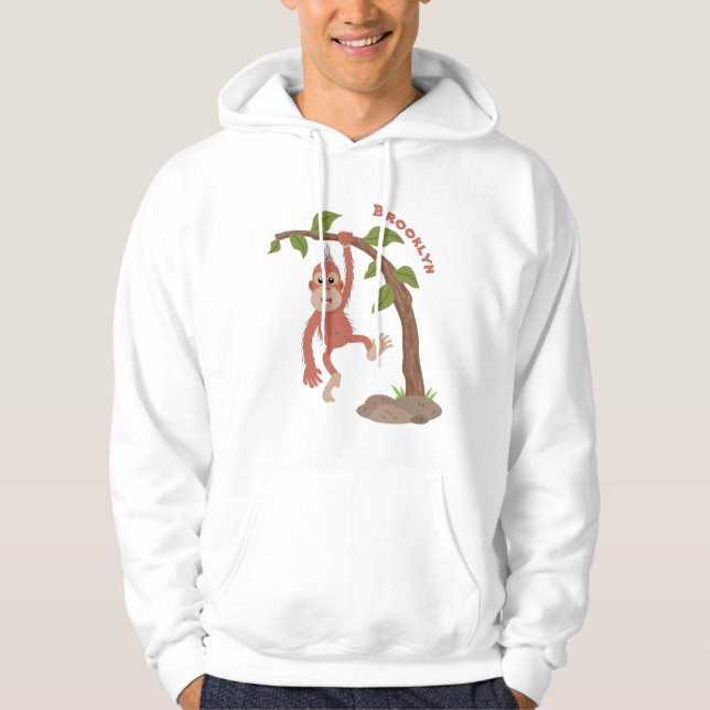 Niedliche Orang-Utan-Cartoon-Illustration Hoodie (Vorderseite)