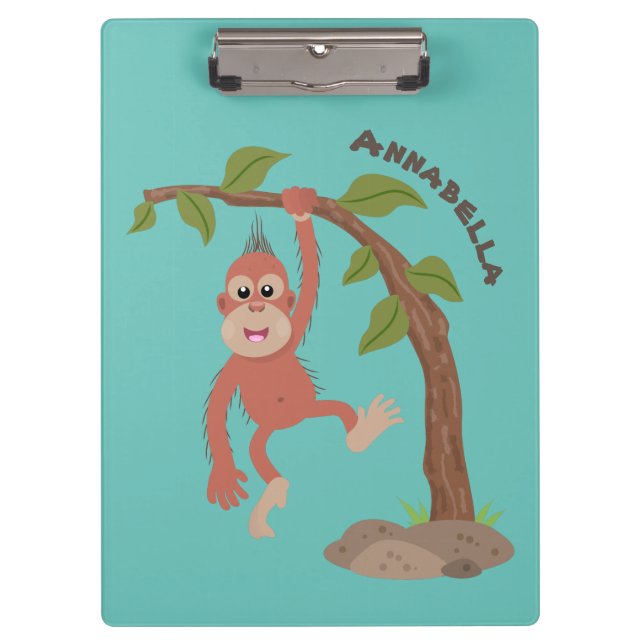 Niedliche Orang-Utan-Cartoon-Illustration Klemmbrett (Vorderseite)
