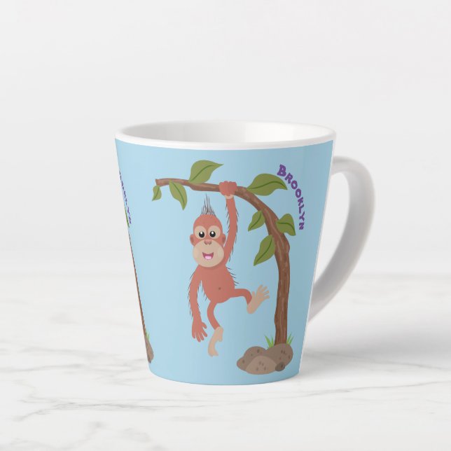 Niedliche Orang-Utan-Cartoon-Illustration Milchtasse (Rechte Ecke)