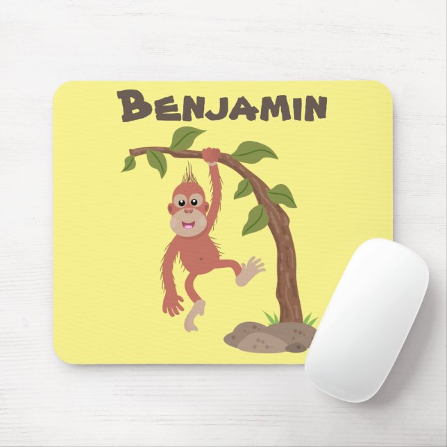 Niedliche Orang-Utan-Cartoon-Illustration Mousepad (Mit Mouse)