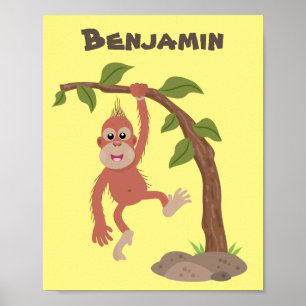 Niedliche Orang-Utan-Cartoon-Illustration Poster