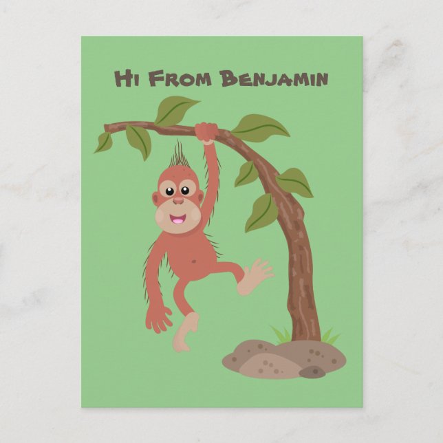 Niedliche Orang-Utan-Cartoon-Illustration Postkarte (Vorderseite)
