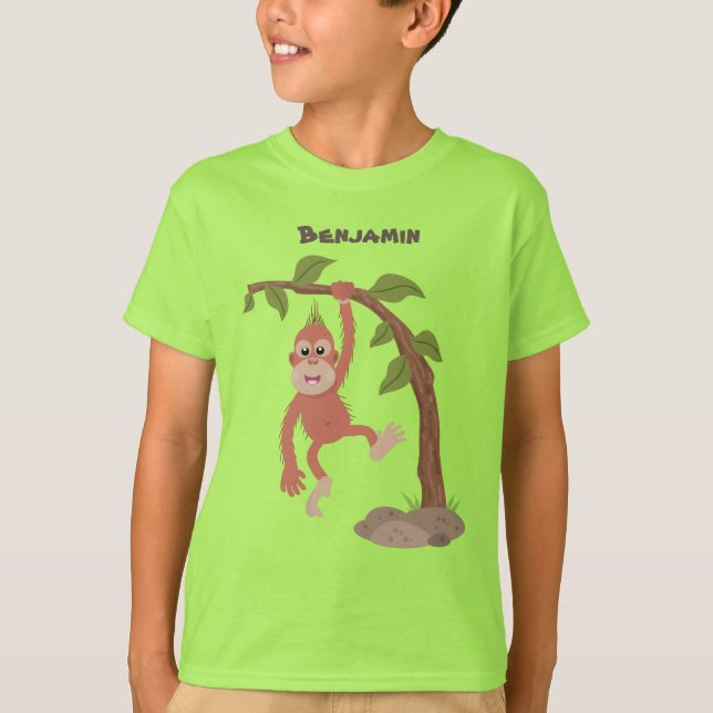 Niedliche Orang-Utan-Cartoon-Illustration T-Shirt (Vorderseite)