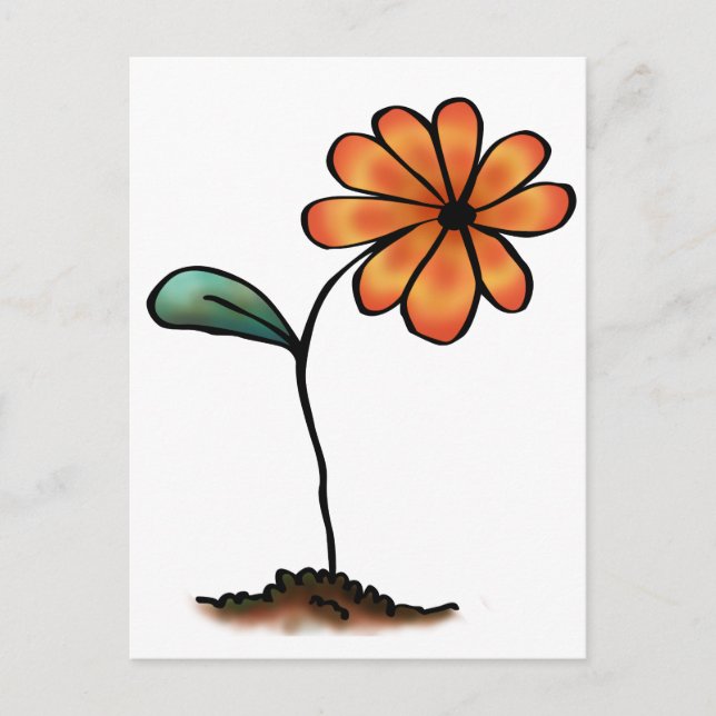 Niedliche Orange-Blume Postkarte (Vorderseite)