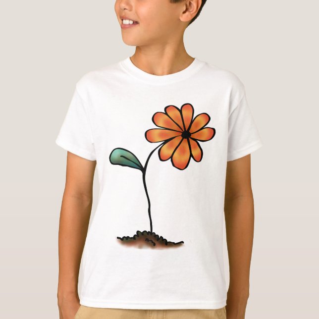 Niedliche orange Blume T-Shirt (Vorderseite)